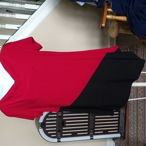 ONE Fashion Never Worn Asymmetrical Short Sleeve Red and Black Dress in Size XL